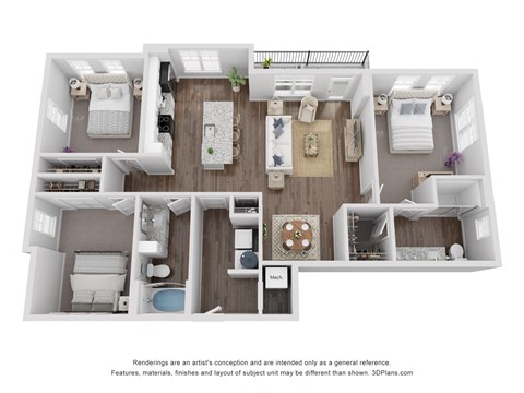 Floor plan for 3 beds, 2 baths, 1475 sqft